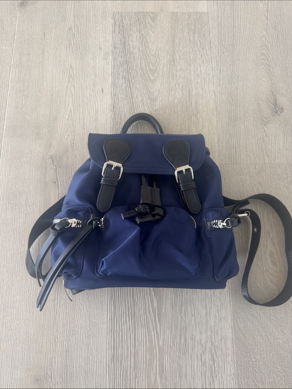 Navy Women's Nylon Backpack with Black Trim